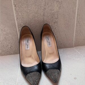 Jimmy Choo Black and Silver Studded Heels